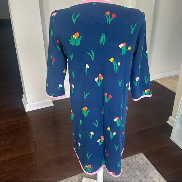 Beaufort Bonnet Company Navy Floral Knit Pima Cotton Nightgown M - Picture 4 of 5